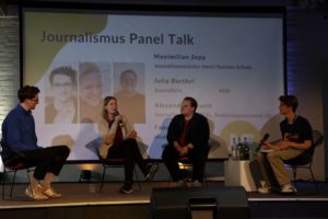 Panel-Talk zu "Wegen in den Journalismus", u.a. mit Gast Alexander Schmitt, ifp-Absolvent.